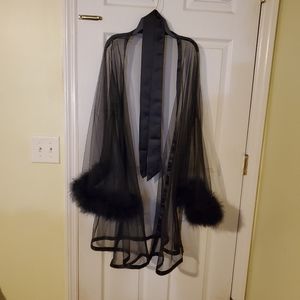 Changuan sexy illusion long lingerie robe